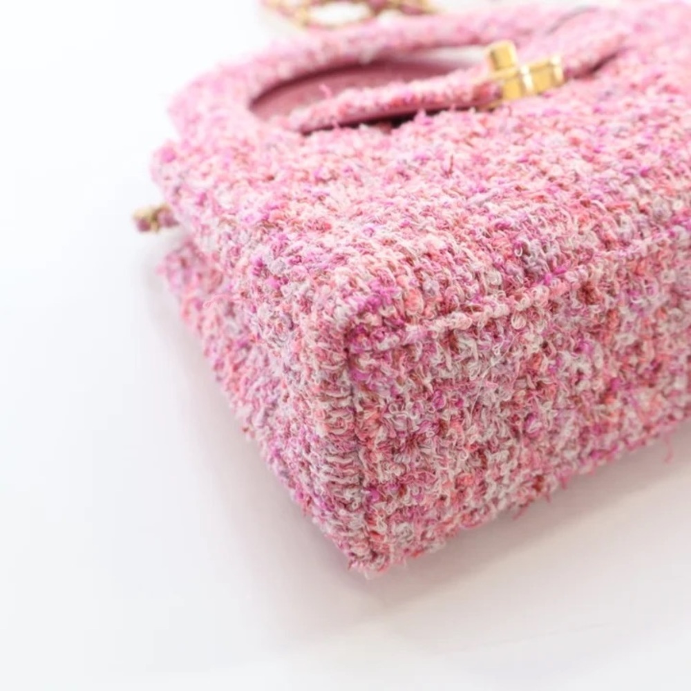 FULL SET AUTHENTIC Chanel 24P Kelly Shopping Bag Small Pink Tweed - Picture 7 of 15
